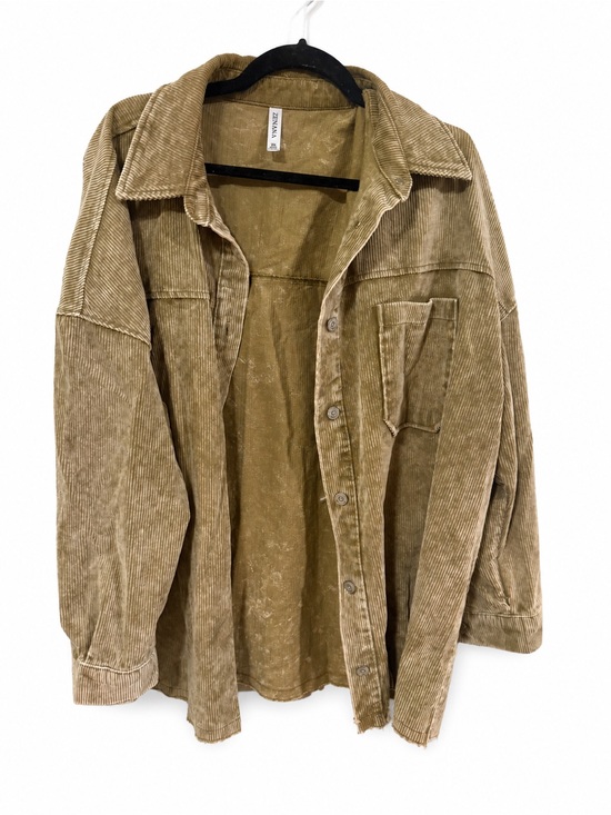 Zenana Outfitters Jackets & Blazers - ZENANA MINERAL WASHED TAN CORDUROY JACKET 2X